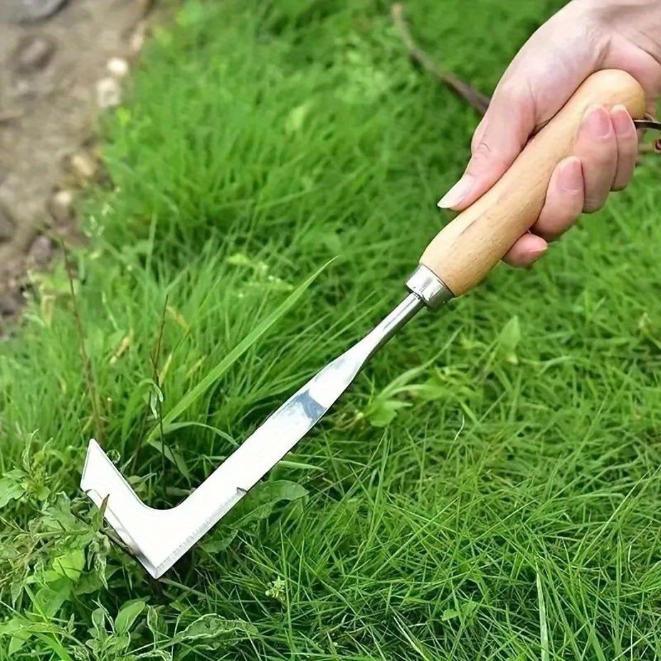 Stainless Steel Manual Weed Puller Garden Hand Weeder Rake Sharp Tines Grass Rooting Weeding Tool For Easily Removing Weeds