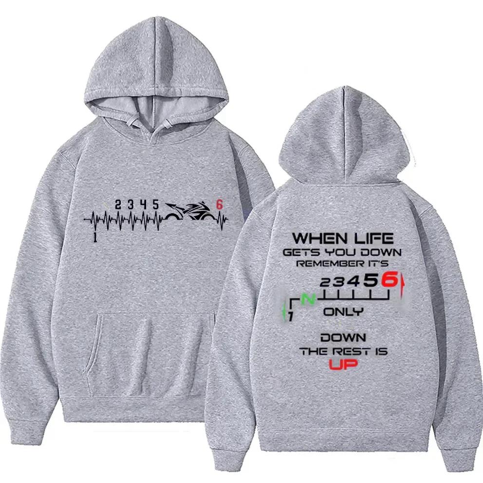 1N23456 Motorcycle Gear Biker Heartbeat Print Men's Hoodies Male Pullover Clothing Oversized Sweatshirts Graphic Women Tracksuit