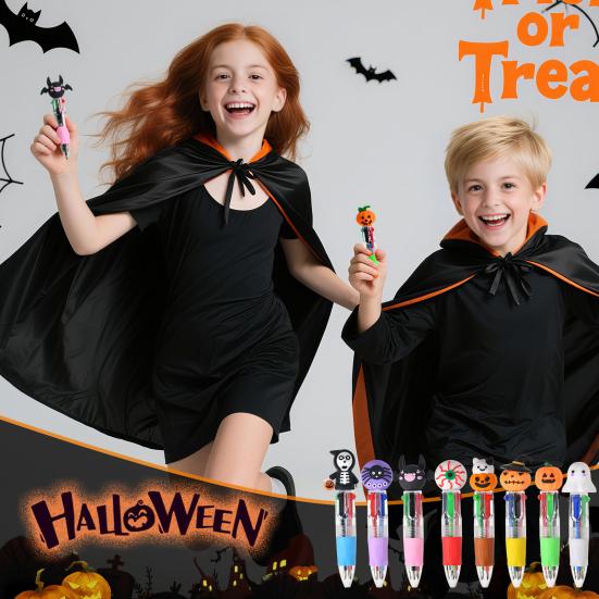 Halloween Ballpoint Pens Cute Mini Pen Set for Kids Pumpkin Ghost Bat Design Ink Pens 0.5mm Smooth Writing Gel Pens Fun Gifts for Family Friends