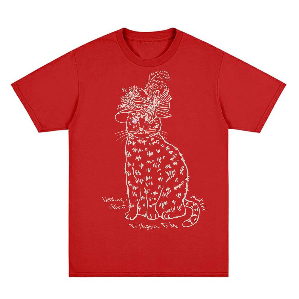 

VICTORIAN CAT TEE Summer Mitski Harajuku Clothes Fashion 100% Cotton O-neck Tops Clothes Round Neck Comfortable Tees XXL червоний