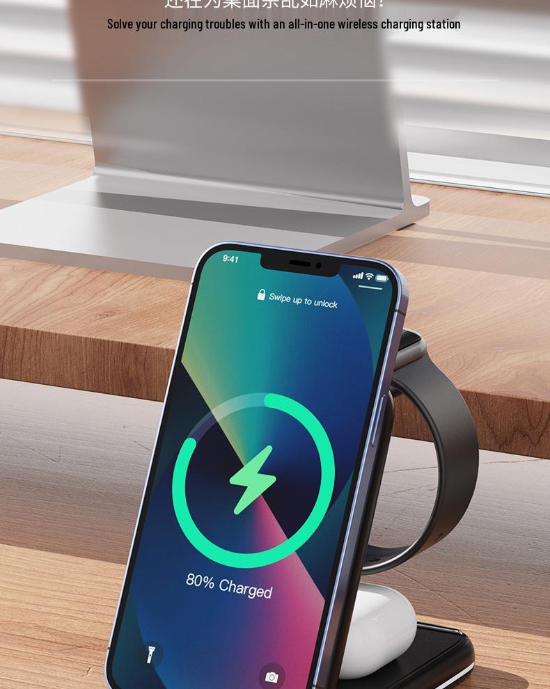 3-in-1 Foldable Wireless Charger for Apple Phones, Watches & Earbuds