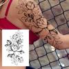 3D Tiger Flower tymczasowy tatuaż dla kobiet dziewczyn realistyczne fałszywe lew piwonia róża tatuaże naklejki czarny motyl duże tatuaże w klatce piersiowej