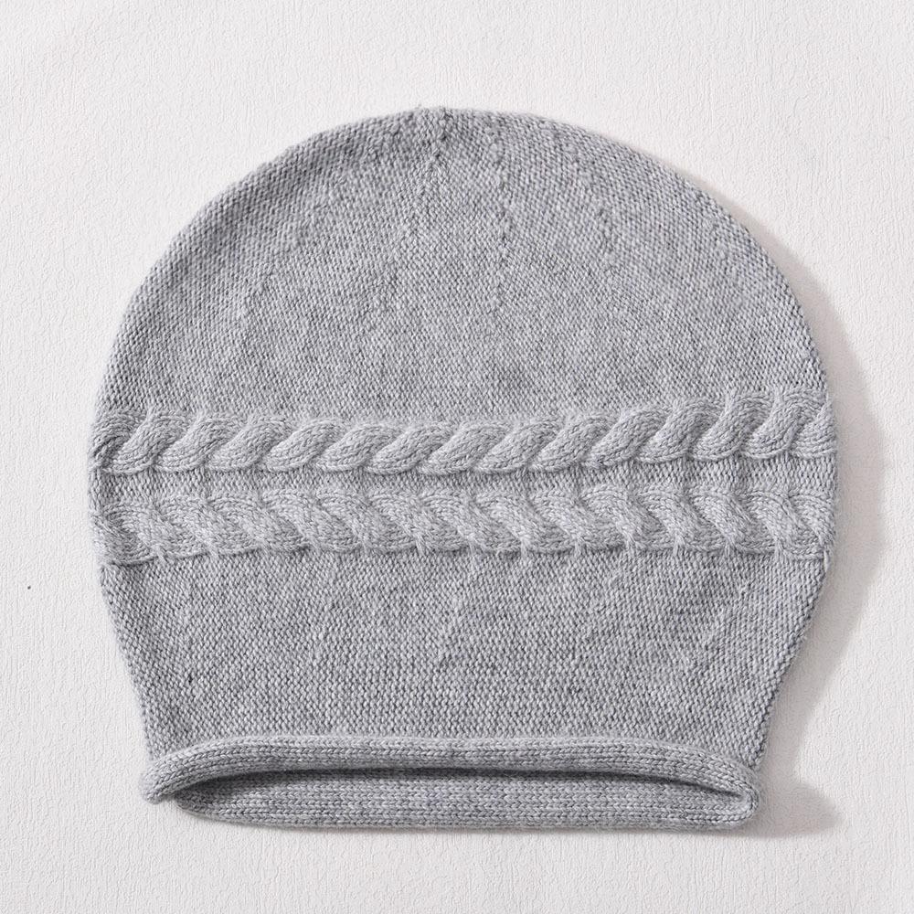 Solid color rabbit velvet twist knitted hat large curled edge soft waxy comfortable versatile warm wool hat