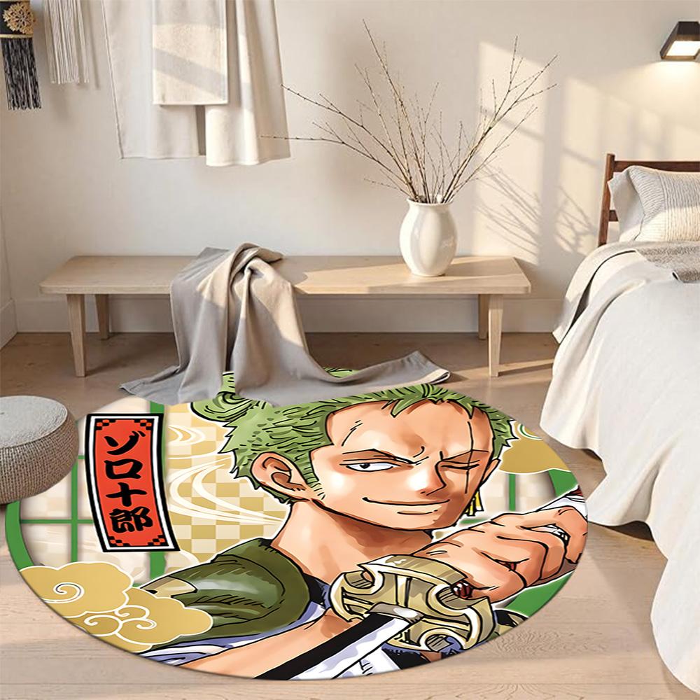 Zoro's Round Floor Mat Suitable for Game Room Entryway Study room Dormitory Anti-slip Round Rug Anime Office Decor Perfect Birthday Christmas Gift Ide