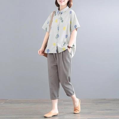 Conjunto Feminino 2 Peças Camiseta de Algodão e Calças Algodão Oversize Solto Casual Verão Conjunto Duas Peças Top Calças