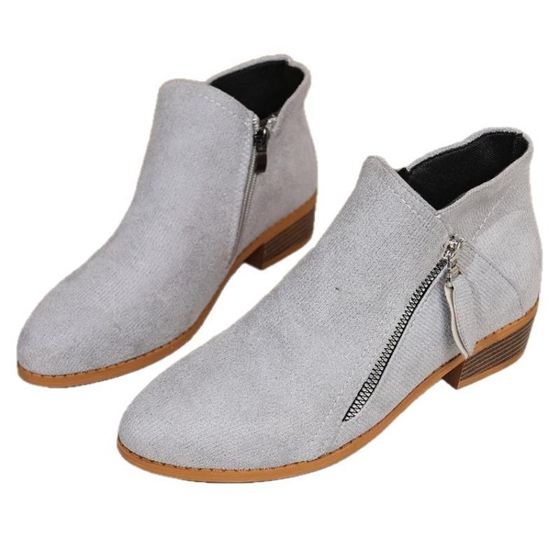 Fleece Boots for Autumn and Winter, New Thick-heeled, Plus-size Women's Shoes, Short Boots