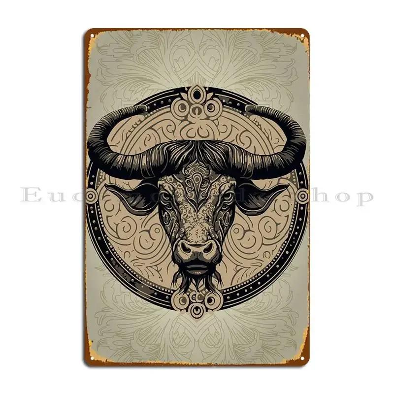 Ancient Bull Taurus Zodiac Metal Sign Wall Mural Cave Printing Cinema Rusty Tin Sign Poster 20x30cm(7.8x11.8inch)