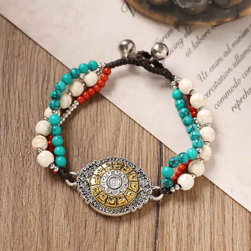 Retro håndlaget vevd armbånd, tibetansk etnisk stil Tianzhu-armbånd, nisjedesign for kvinners tilbehør