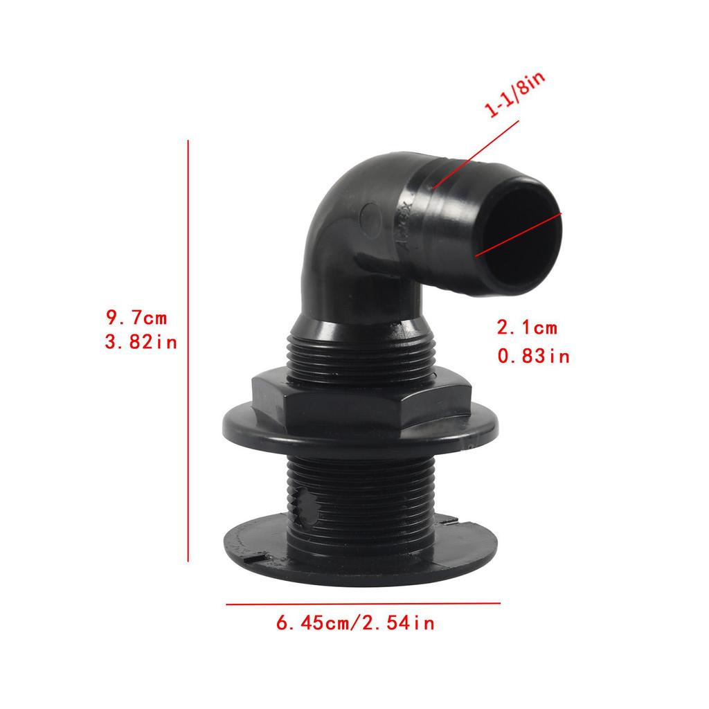 Generic 90 Degree thru Hull Scupper Bottom Outer Diameter 1-1/8 inch Practical Sturdy Part Replace for Ship Boats Yachts