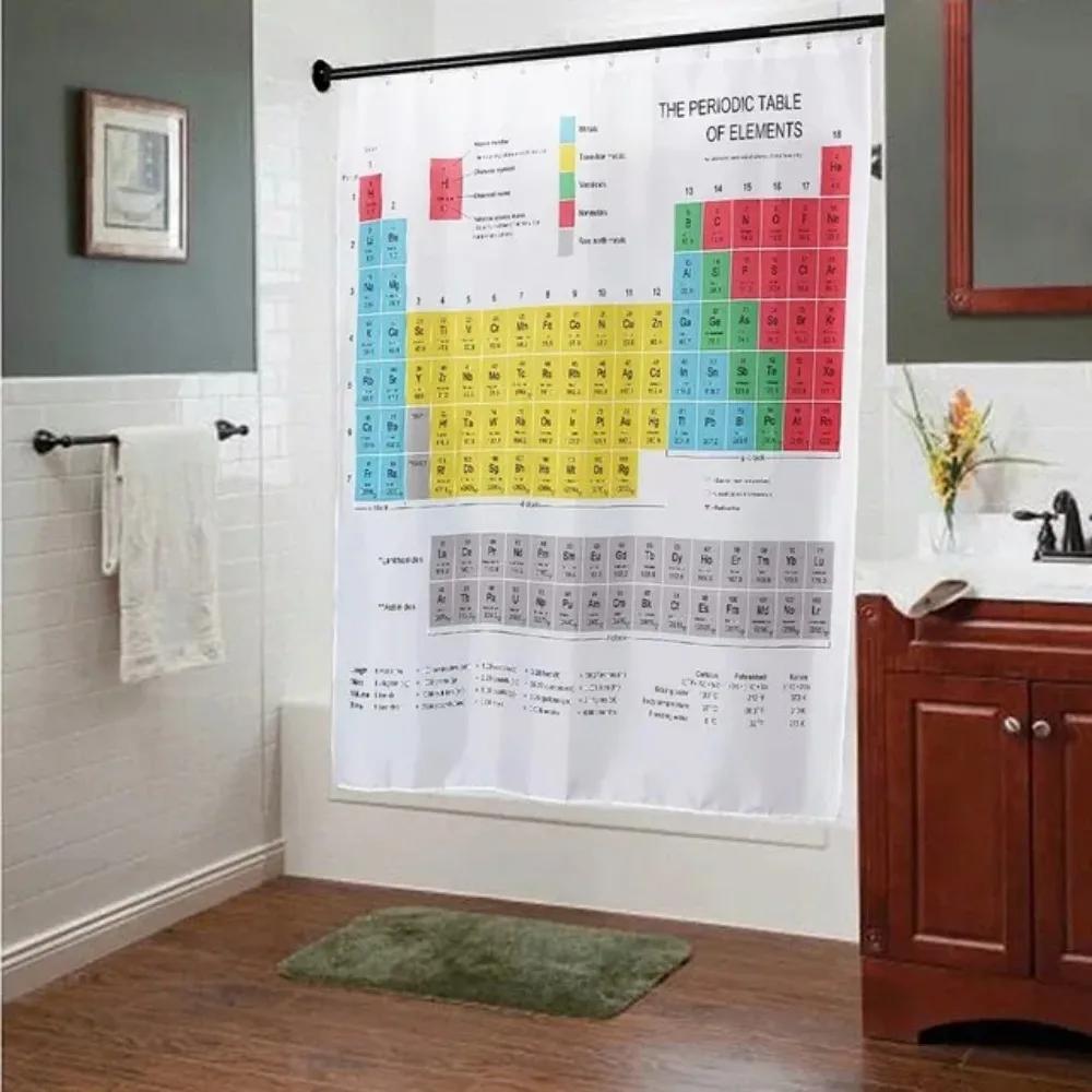 Chemical Periodic Table Stripe Polyester 1.8M Long Fabric Bath Weighted Shower Curtain Big Bang Theory Sheldon Same Curtain