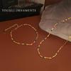Copper Plated Gold Retro Color Block Drip Oil Necklace - Fashionable Jewelry Clavicle Chain