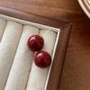 Retro Ankara Red Autumn/Winter Pearl Earrings: High-End Hong Kong Style, Fashionable, Versatile, and Elegant for Women