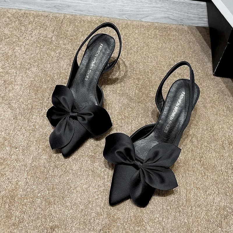 Fashion Thin High Heels Slingback Sandals Pointed Toe Slip on Mules Shoes Ladies Elegant Shallow Pumps Party Dress Pumps