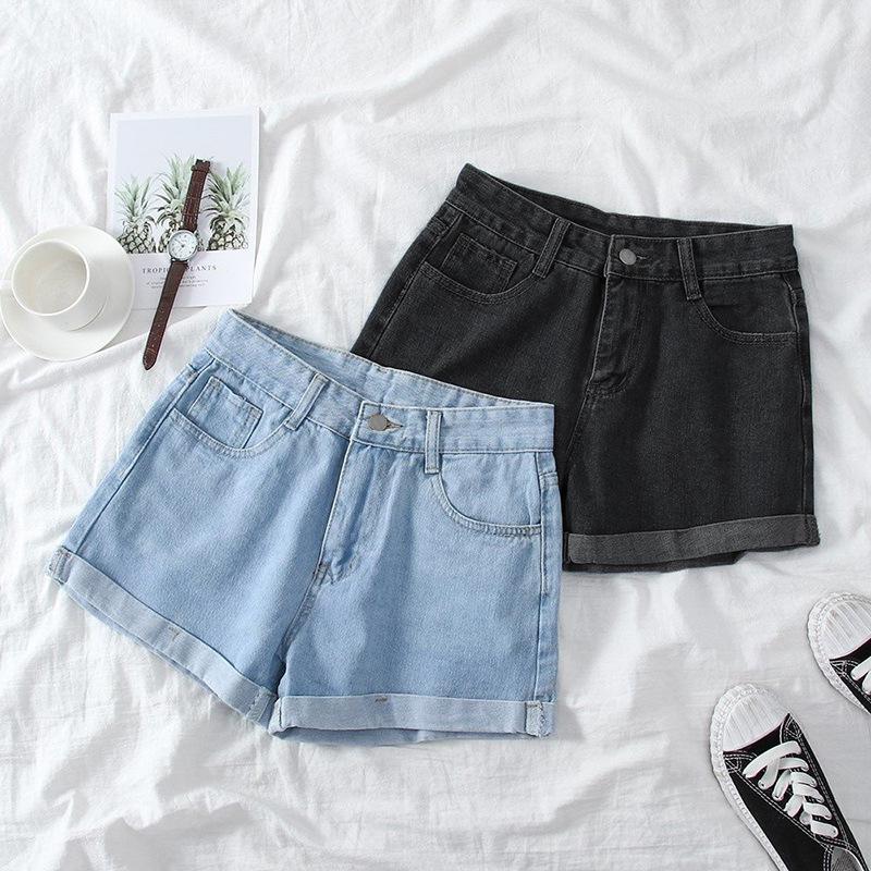Damen 608 Weit geschnittene Jeans-Shorts: Hohe Taille, Figurschmeichelnde A-Linie, Perfekt für den Sommer 2022