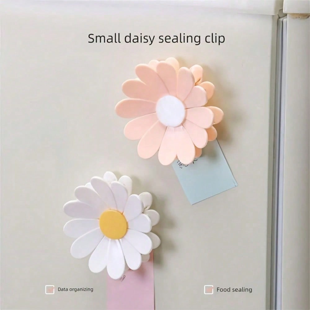 Set Of 6 Daisy Petal Snack Seal Clips - Cute 3D Magnetic Closure Clips Shaped Like Little Daisies, Perfect For Sealing Chips, Pet