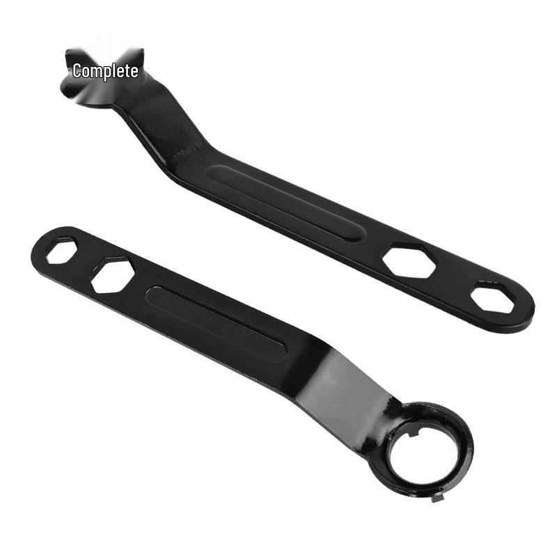 Black Four-Claw Dual-Use Angle Grinder Wrench for Multifunctional Socket Removal, Grinding Disc, Sanding Disc, and Flange Assembly/Disassembly.
