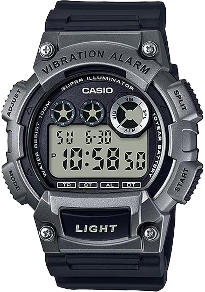

Стандартные цифровые часы CASIO с функцией вибрации, металлик, серый, в оригинальной коробке, зарубежная модель [Casio] мужские W-735H-1A3V [Товар]