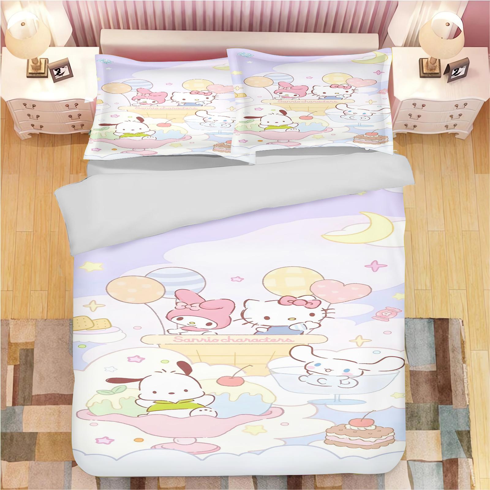 

Sanrio Pochacco Duvet Cover Set Comforter Bedding 3D Children S Bedding Set 3-Piece 1 Quilt Cover King Size EU Single(135*200cm)3pcs
