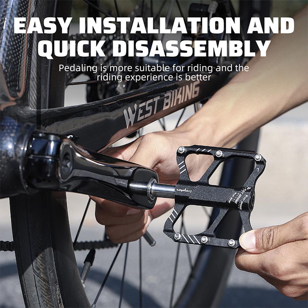 Ultraleichte Fahrradpedale aus Aluminiumlegierung, 3 Lager, rutschfest, wasserdicht, flach, breit