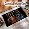 Music Guitar Theme Soft Crystal Velvet Rug Custom Name & Text Print Non Slip Floor Rug for Bedroom Living Room