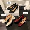 Fairy Wind 2025 New French High-heeled Leather Round Head Rhinestone Word with Thick Heel Mary Jane Single Shoes Commuting