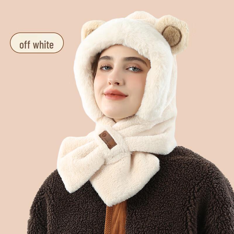 Women s Cute Plush Bear Scarf Hat