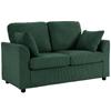 2 Seater Sofa, Corduroy Small Couch with Spring Cushion, Wide and Deep Seat, Dark Green