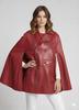 Biker Casual Unique Style Wear Poncho Real Lambskin Leather Red Women's Jacket