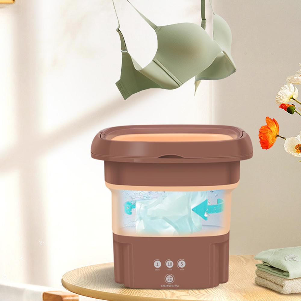 New Folding Washing Machine Portable Mini Socks Underwear Cleaning Machine Chocolate Color Home Appliance