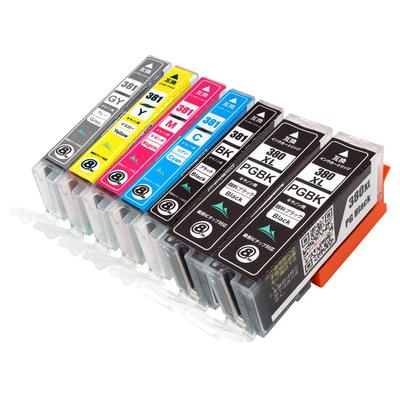 CANON Pigment Black Pigment PGBK X Compatible Ink Cartridges by with IC Chip Level Indicator and Warranty 381/380 6-Color + (7-Pack) (380 High-Yield)