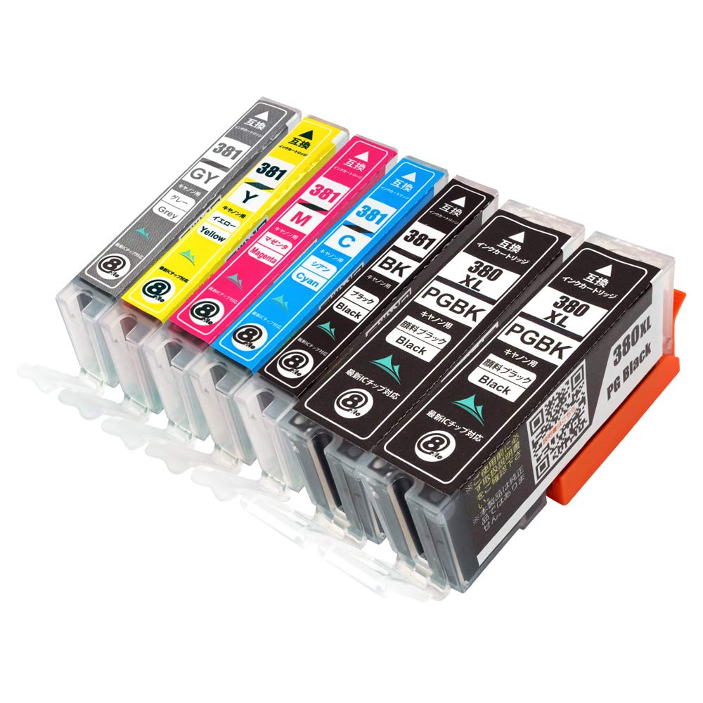 

CANON 381 380 Pigment 6 Colors BK Large Pigment PGBK x IC Chip Remaining Ink Display Detection Function Compatible Ink Cartridges Made by Service + =
