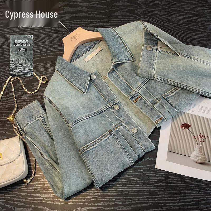 Женская джинсовая куртка в стиле ретро с эффектом варки XL