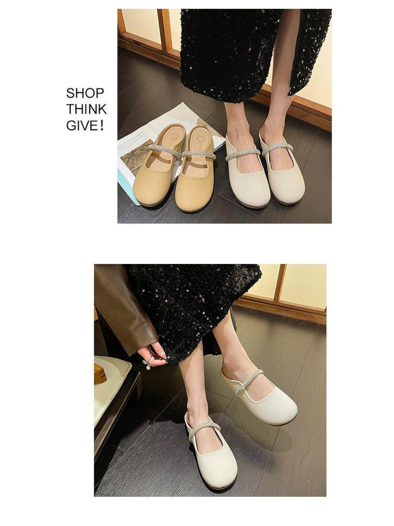 Women's 2024 Summer Rhinestone Mule Slippers - Soft, Flat, Breathable Design for Comfort
