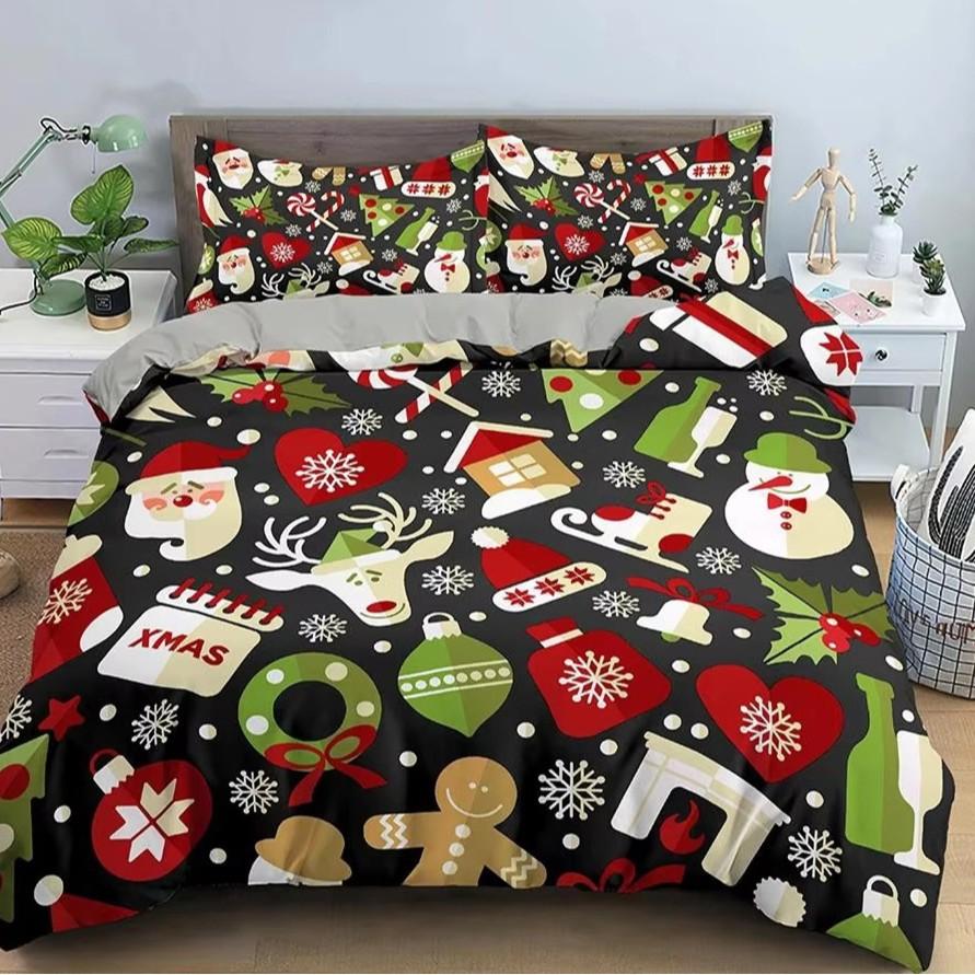 Christmas Snowman Down Comforter Set Bedding Set 3-piece Duvet Cover Set