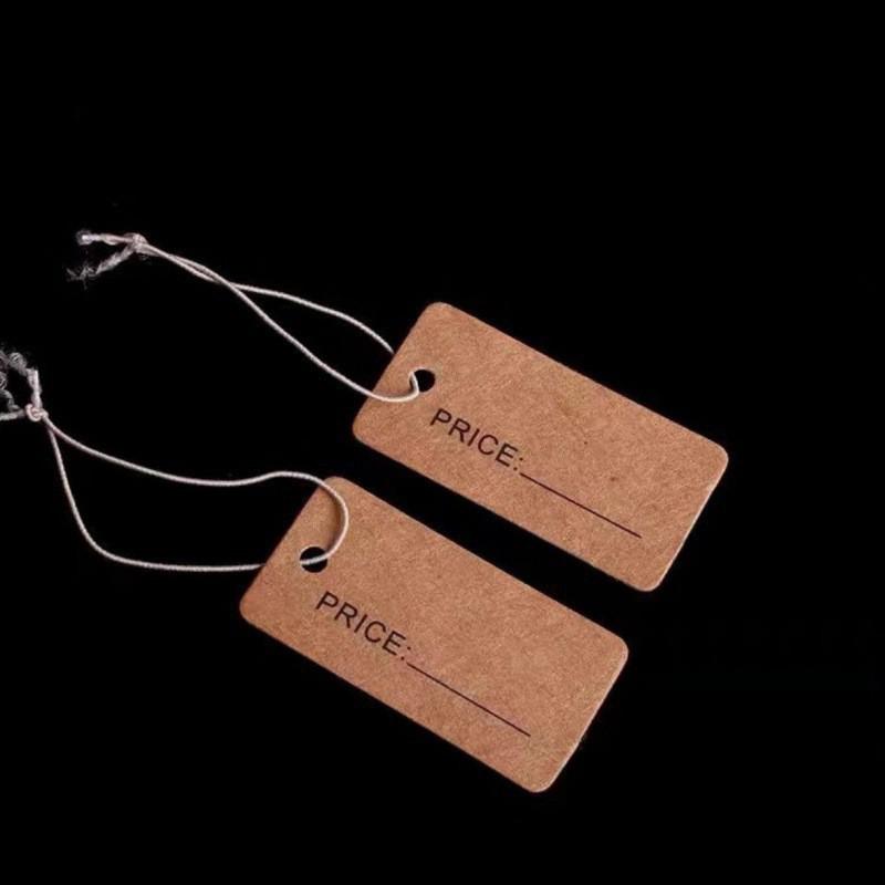 Kraft Paper Hanging Price Tag with String - Thick, Blank Handwrite Label Card