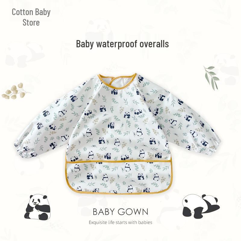 Waterproof Long Sleeve Baby Bib - Oil-Proof, Cotton Coverall for All Seasons.