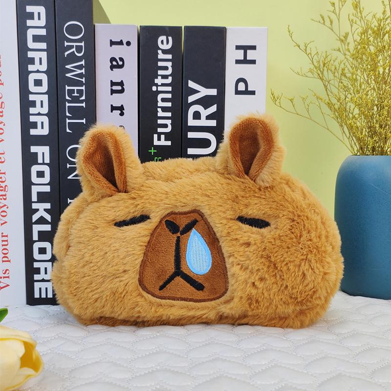 Cartoon Cute Plush Animal Capybara Pencil Bag Large Capacity Cosmetic Bag Kawaii School Stationery Multifunctional Storage Bag