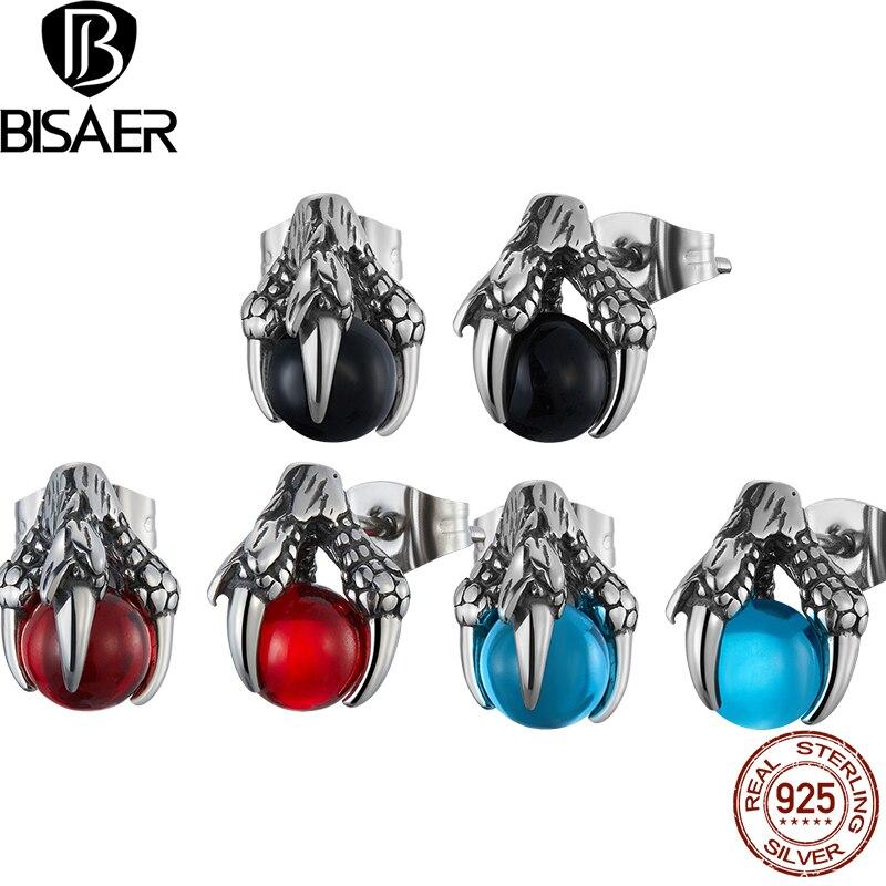 

Винтажные серьги BISAER с когтями дракона, стеклянные бусины, трендовые черные серьги, модные, индивидуальные, темпераментные, дикие, простые ювелирные изделия