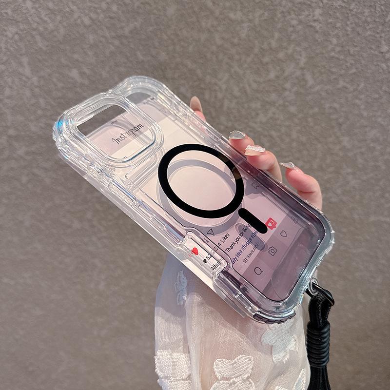 

For IP16promax Three-in-one Gradient Mobile Phone Case Anti-fall Magnetic Strap For iPhone 17 Pro Max