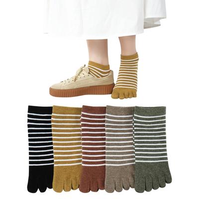 [DAMILY] Women’s 5-Toe Socks – Cotton Short Ankle Socks, Breathable Quick-Dry Sweat-Absorbing, 5 Pairs Set (22–25cm)