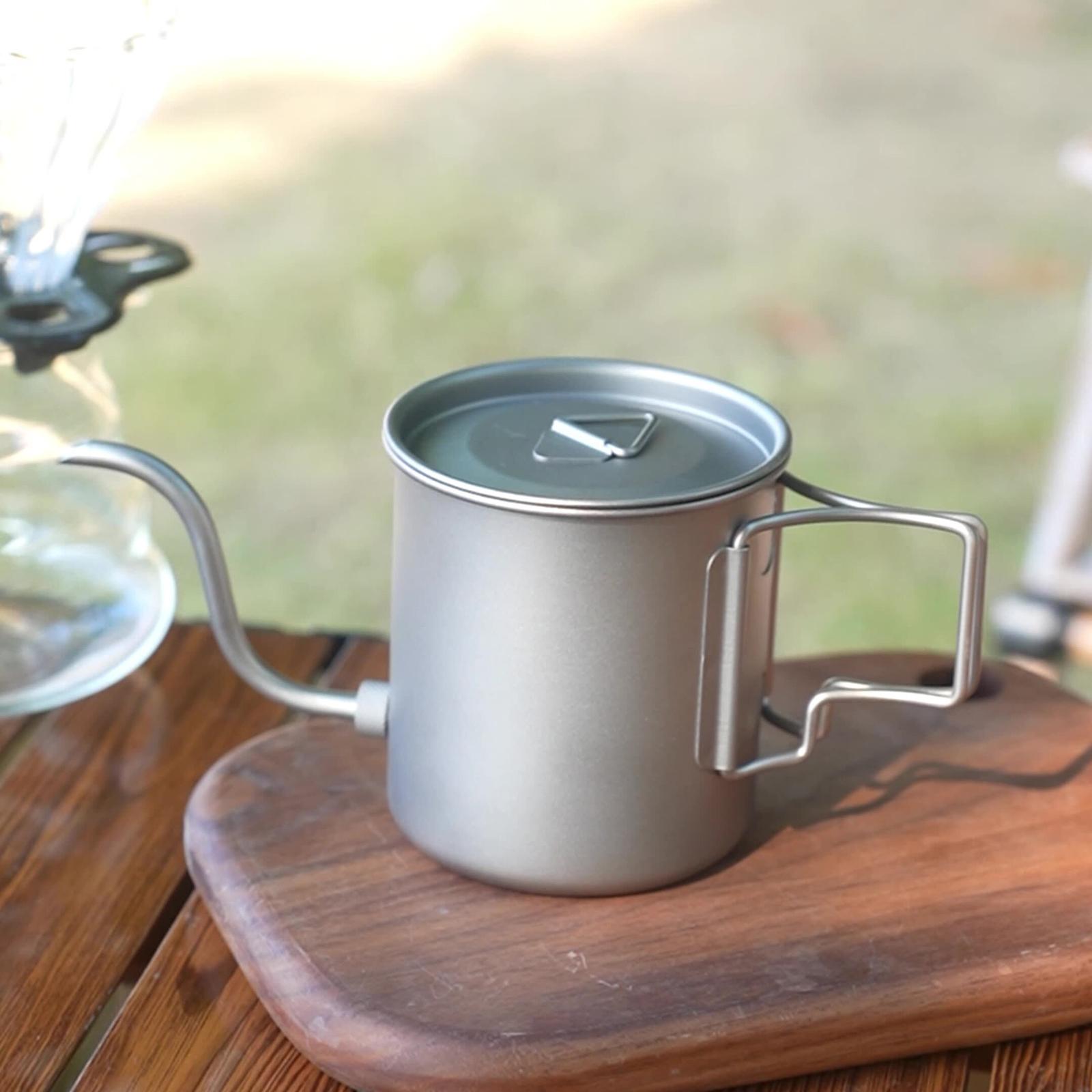 420ml Goose Neck Kettle Pot with Folding Handle Lid Folding Camping Kettle Lightweight Portable for Camping Hiking Travel China Mainland
