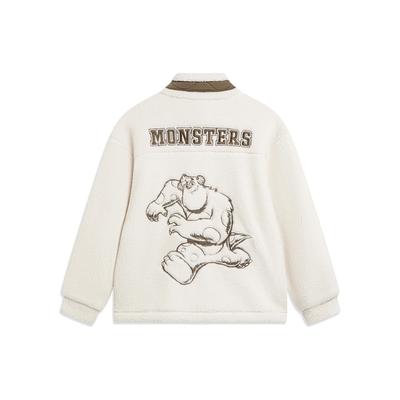 Li Ning X Disney Monsters University Color Block Fleece Warm Loose Knit Long Sleeve Jacket Men Jacket AFDT655-3