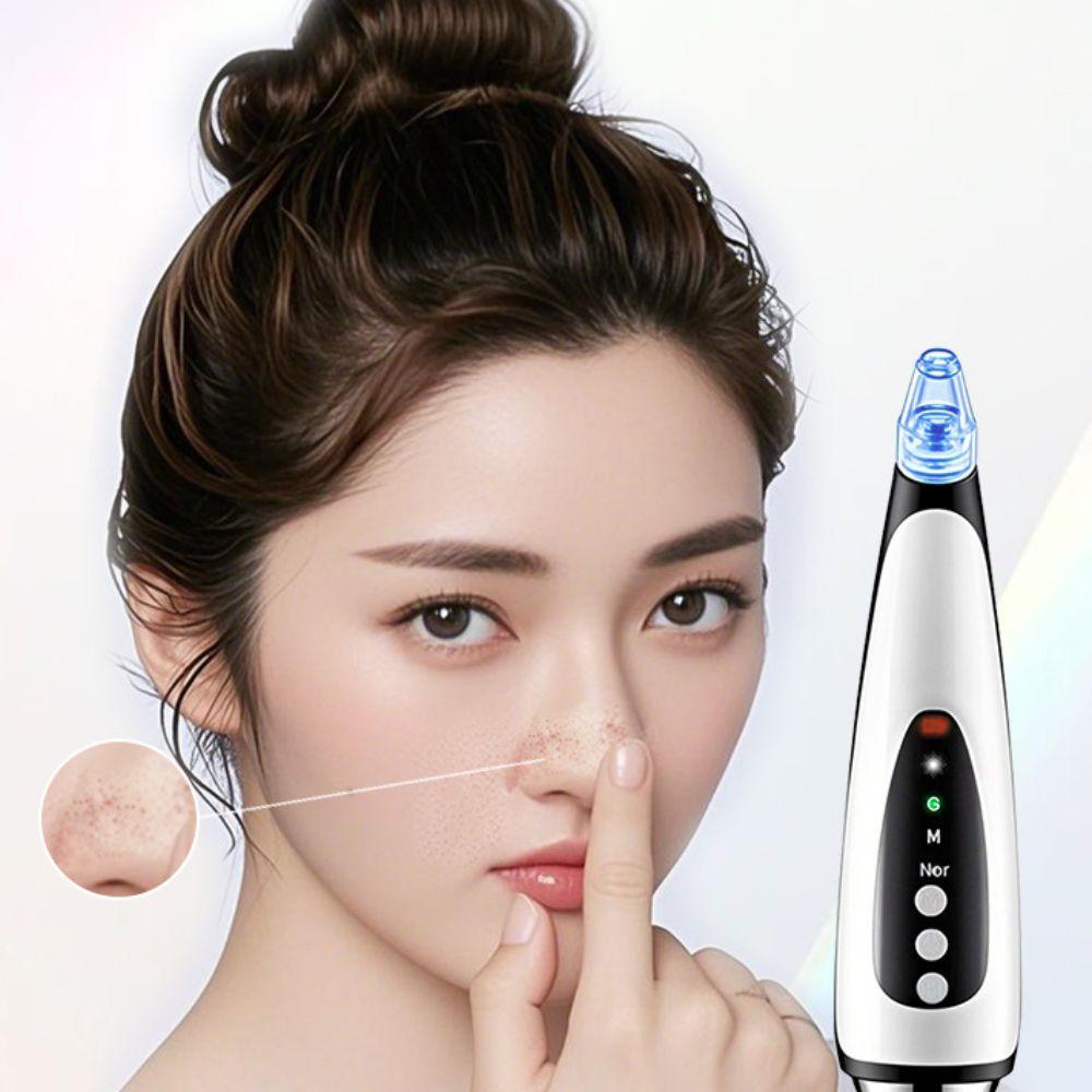 Hot Compress Electric Blackhead Remover With 6 Replacement Head Vacuum Suction Acne Tool  Women