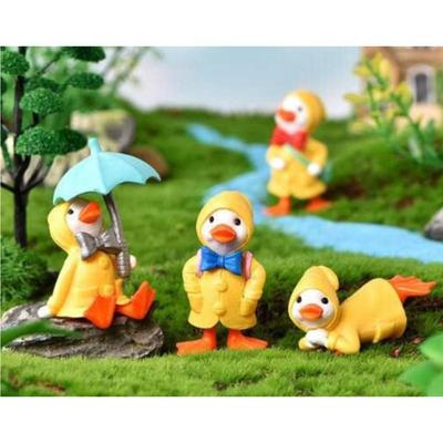(4 Pcs Duck Umbrella Miniature) Miniature Showpiece Set for Home Decor,Car Dashboard,Valentine,Living Room,Gifts Figurines,Cake Decoration Items