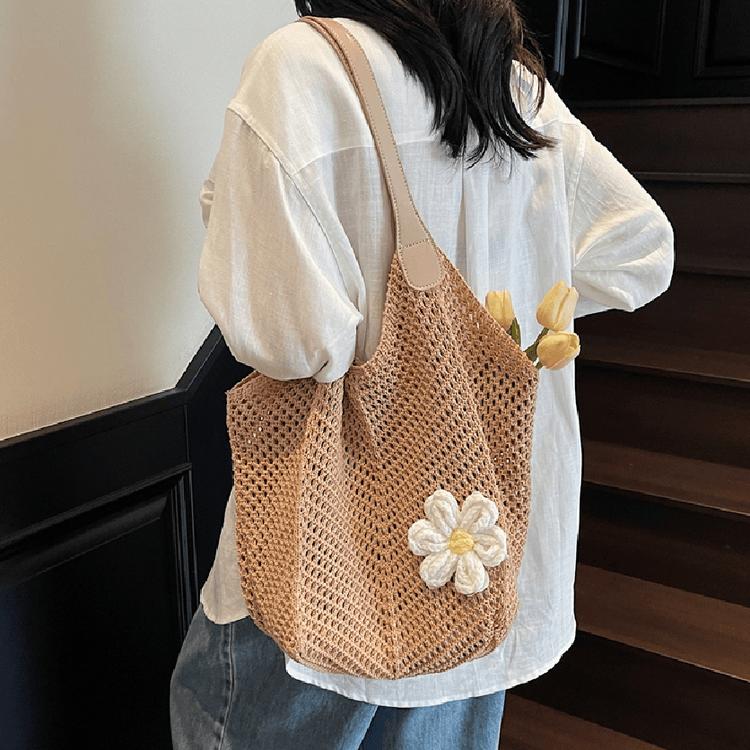 Hollow Woven Tote Bag Women's Casual Shoulder Bag