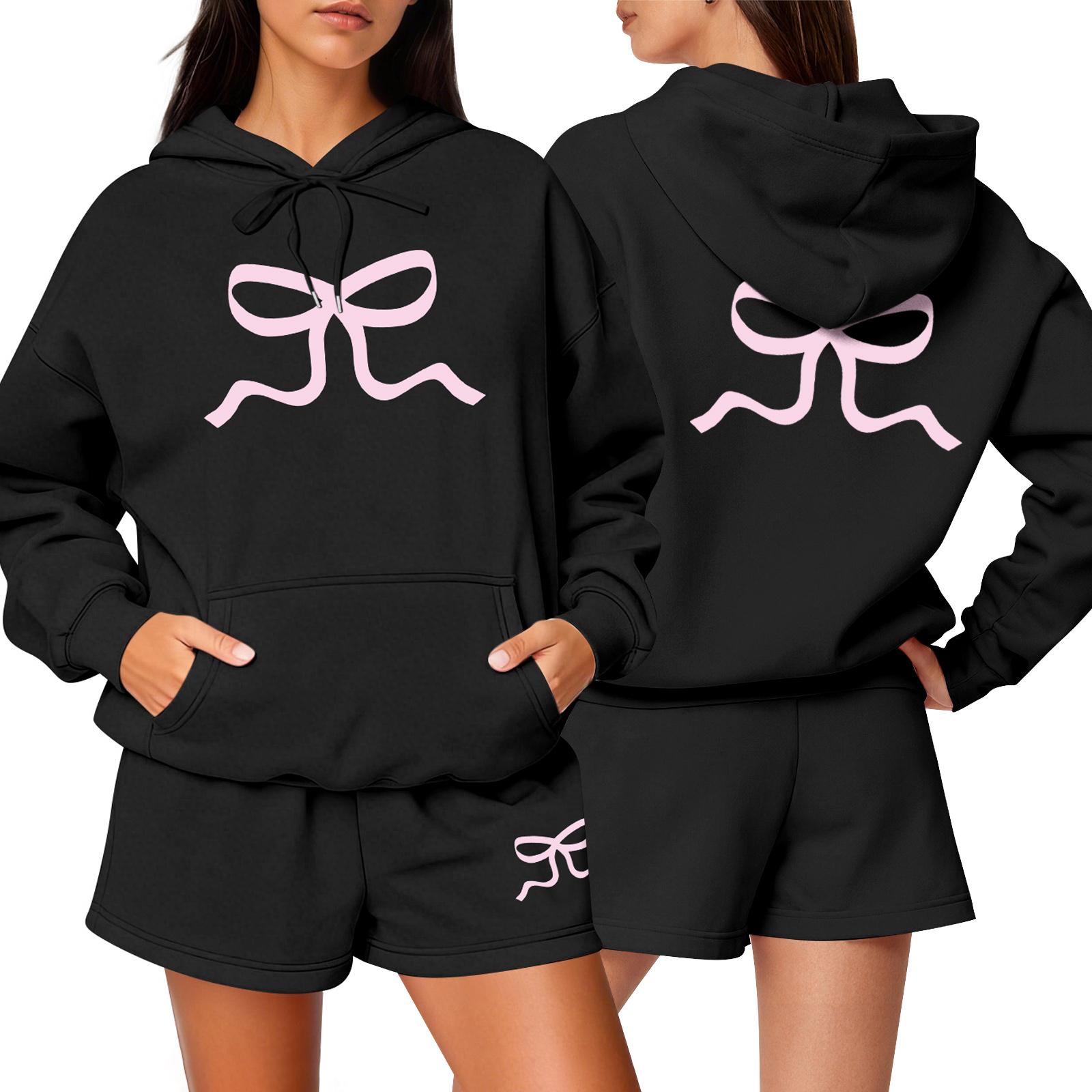 

Женский модный повседневный комплект с длинным рукавом, шортами и спортивным свитшотом с круглым вырезом XL