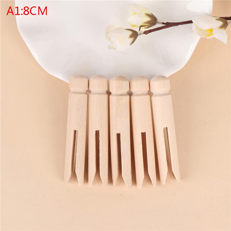 5Pcs Wood Dolly Peg Traditional Dolly Style Wooden Clothes Pegs Pins Clips