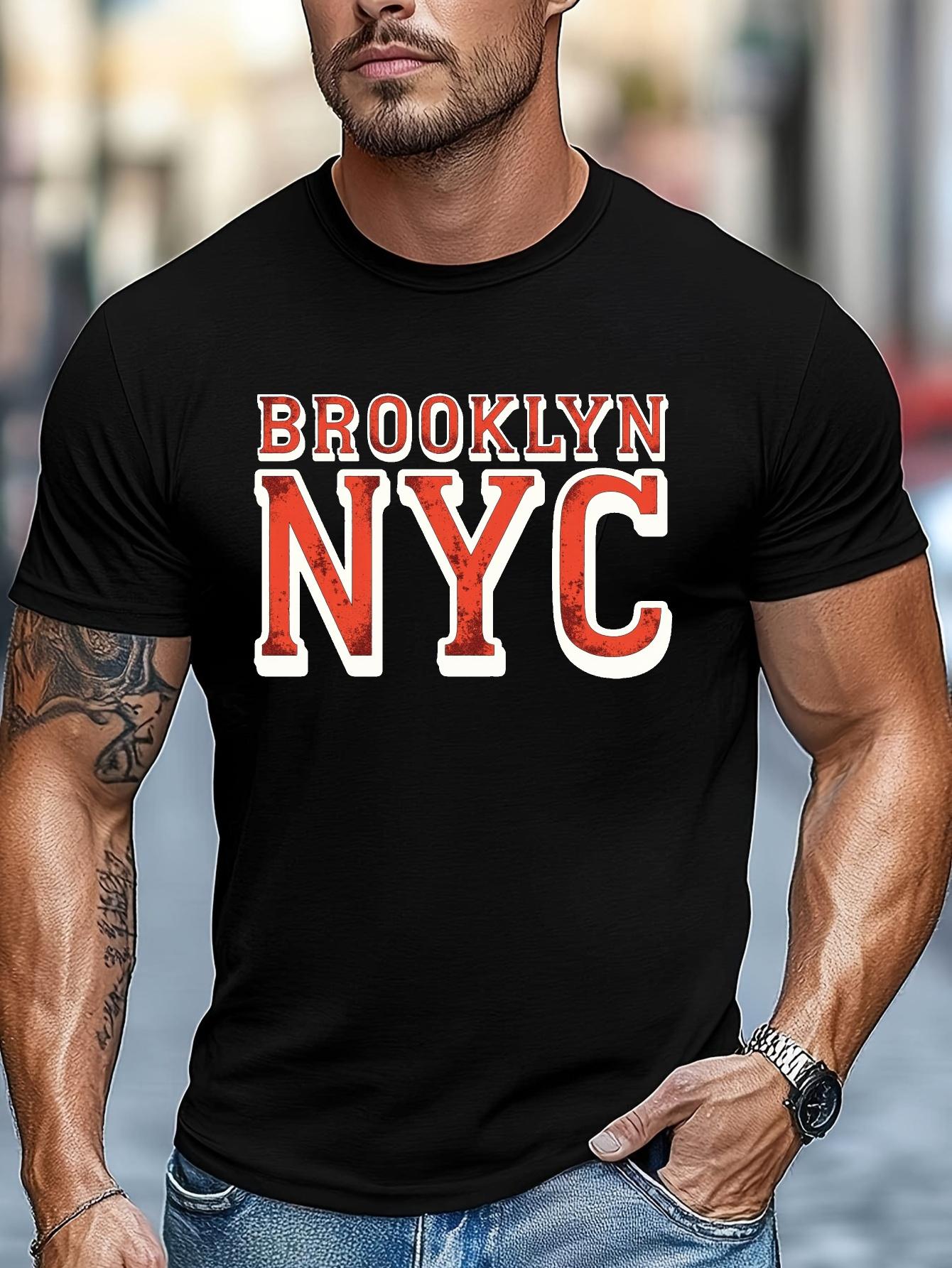 6307 Cotton Blend T-shirt - Summer Casual & Sports Wear with Bold BROOKLYN NYC Print L