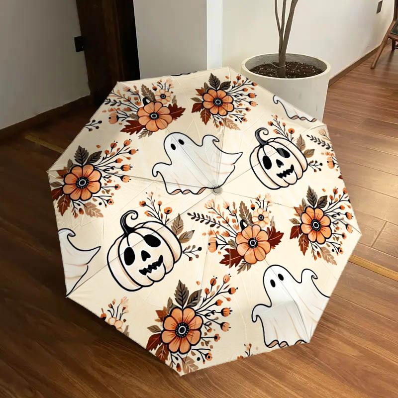 1pc Ghost Pumpkin Pattern Umbrella  Automatic Opening and Closing Umbrella, High quality Umbrella, Ideal Gift for Her 189