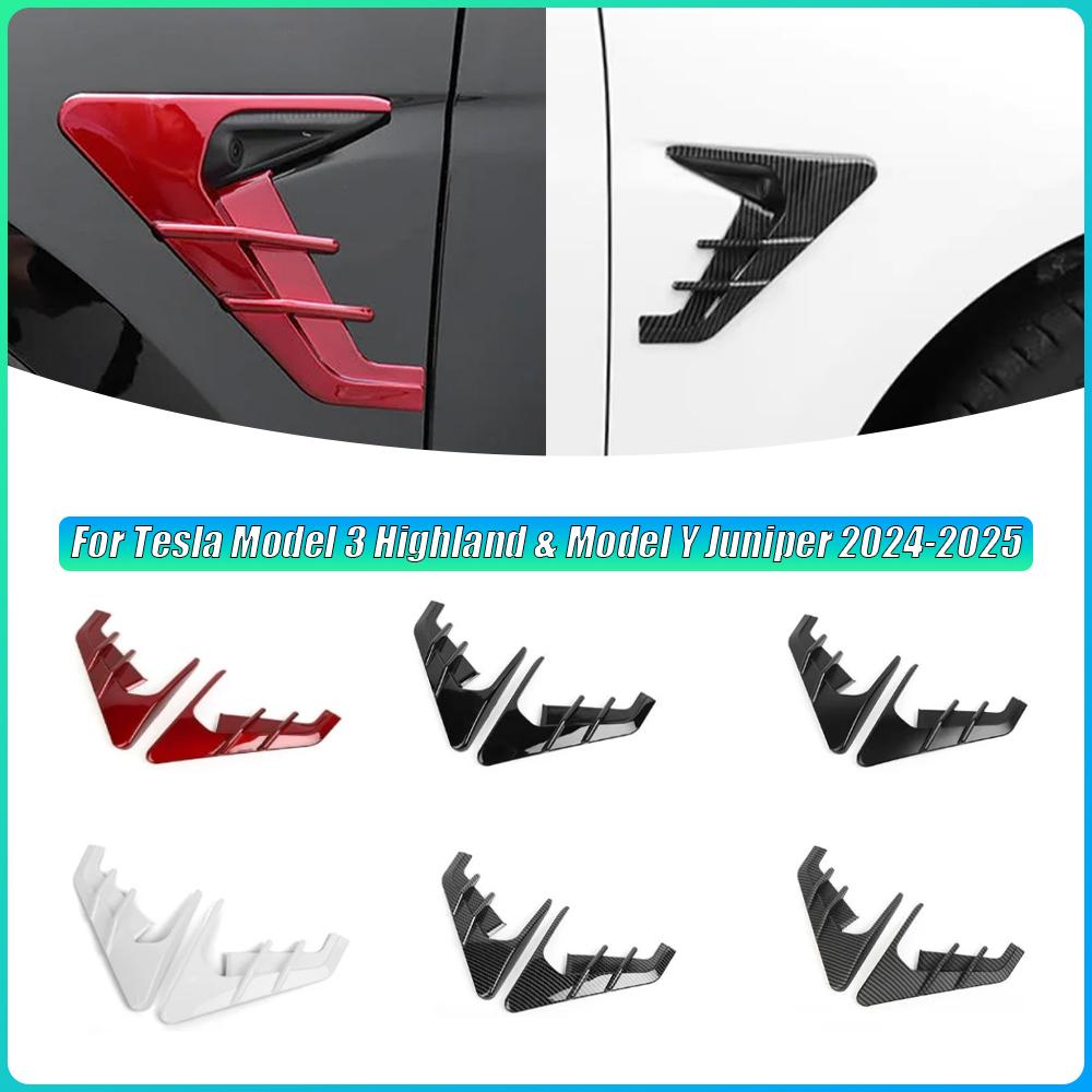 2Pcs Car Side Camera Protection Covers Decoration Sticker Kit for Tesla Model 3 Highland & Model Y Juniper 2025-2025 Accessories